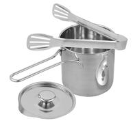 EXHUMKY 1 juego Olla Freidora Inoxidable con Tapa y Pinzas de Cocina Mini para Freír para Patatas Fritas y Tempura Utensilio Práctico y Duradero