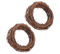 EXHUMKY 2 Coronas Redondas de Ratán Natural Tejidas a Mano Guirnaldas de Ramitas para Decoración de Pared y Puertas Suministros para Coronas de Boda y Fiestas Decoración Rústica