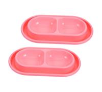 EXHUMKY 2 Cuencos Básicos para Comida De Gatos Y Perros - Bandeja Doble para Comida Y Agua - Estación De Plástico para Comer Y para Perros Y Mascotas, Color Rosa