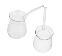 EXHUMKY 2 Piezas Jarra de Café de Vidrio Borosilicato Asa Lateral para Calentar Leche Compatible con Estufas Diseño Transparente y