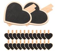 EXHUMKY 24 Clips de Madera Forma de Corazón para Pizarra, Mini Abrazaderas para Tableros de Mensajes, para Fotos y Notas, Set de 24 Piezas para Decoración del Hogar, Adecuado