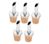 EXHUMKY 5piezas Tapón Vertedor De Acero Inoxidable para Aceite De Vino y Líquido Diseño De Corcho para Botellas De Aceite