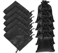EXHUMKY Bolsas De Satén Para Joyas 20 Piezas 20x15 Cm Negras Cordón Cierre Ajustable Para Regalos Boda Fiestas Multipropósito Empaque Elegante Navidad Pequeña Artífices