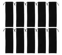 EXHUMKY Bolsas de Terciopelo Negras 12 Unidades 8x26 Cm Cordón para Guardar Cubiertos y Pajitas Reutilizables, Bolsa de Embalaje Portátil para Picnic, Trabajo y Restaurante