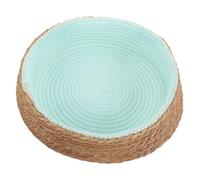 EXHUMKY Cama Redonda De Mimbre para Mascotas Cueva Acogedora para Perros y Gatos Cama Lavable y Resistente para Descanso De Animales Pequeños Diseño De Trenzado Natural y Duradero