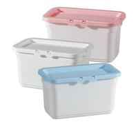 EXHUMKY Contenedor para Cápsulas y Perlas de Detergente, 3 Recipientes Plásticos Tapa, Diseño para Cuarto de Lavado, Almacenamiento Funcional para Ropa y Productos de Lavandería