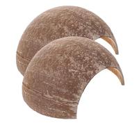 EXHUMKY Cueva Refugio para Reptiles y Anfibios de Cáscara Natural de Fruto Tropical, 2 Piezas, Diseño Oscuro, Accesorio Decorativo para Terrarios, Escondite Práctico para Geckos, Tortugas