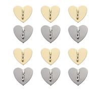 EXHUMKY Hebillas Adhesivas para Fundas de Teléfono Móvil Diy, 12 Piezas Corazones Dorados y Plateados, Accesorios Decorativos para Manualidades, Complemento Ligero y Práctico