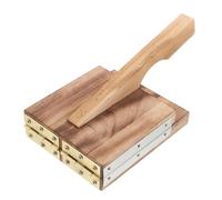 EXHUMKY Molde Manual para Hacer Dumplings de Madera y Acero Inoxidable Prensa para Masa Reutilizable para Empanadillas Herramienta de Cocina Multifuncional para Preparar Masa Casa