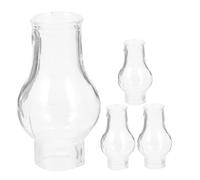 EXHUMKY Pantalla de Vidrio Transparente para Lámpara de Aceite, 4 Piezas, Resistente al Viento y Altas Temperaturas, Reemplazo para Chimenea de Lámpara de Queroseno, Accesorio Vintage