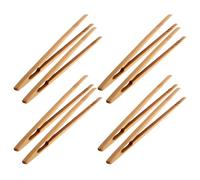 EXHUMKY Pinzas de Bambú Antideslizantes para Servir Pan y Buffet, 8 Piezas, Diseño Ergonómico, Tamaño Mediano, Ideales para Barbacoas y Eventos Gastronómicos