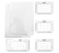 EXHUMKY Plantillas de Dibujo Regla de Plástico 6 Piezas para Caligrafía y Lettering, Set 4 Modelos 2 Plantillas para Exámenes, Herramienta Portátil para Estudiantes y Manualidades