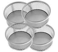 EXHUMKY Porta Clips de Papel Metálico Diseño de Malla, Set de 4 Unidades Plateadas para Oficina y Escuela, Organizador Compacto Multifuncional para Material de Oficina y Escritorio