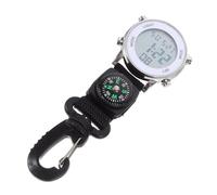 EXHUMKY Reloj Electrónico Digital Mosquetón Plateado, Mini Tamaño, Resistente y Portátil para Hombres Mochileros, Uso Exterior, Reloj Colgante Multiusos