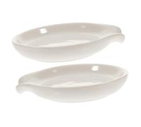 EXHUMKY Reposacucharas Cerámico Liso 2 Piezas, Soporte De Cuchara Reutilizable, Accesorio De Cocina Resistente, Uso Doméstico y Profesional, Soporte Para Pala y Utensilios