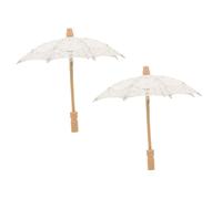 EXHUMKY Sombrilla de Encaje para Novia 2 Unidades Mango Ergonómico, Adecuado para Sesiones Fotográficas y Celebraciones de Boda al Aire Libre
