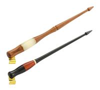 EXHUMKY Soporte de Pluma de Caligrafía Oblicuo de Madera Vintage, Portapuntas Ajustable para Práctica de Inglés, 2 Unidades con Mango Negro y Marrón, Accesorios para Dibujo y Escritura