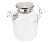 EXHUMKY Tetera de Vidrio Grande Tapa Inoxidable Jarra de Agua Transparente para Frigorífico para Bebidas Frías y Ligera y Práctica