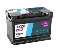 Exide EK720 Batería de Coche AGM 72Ah 760A EN