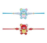 Eximious India Rakhi For Brother - Juego de 2 con tarjeta de felicitación para Raksha Bandhan Designer Rakhi Thread para Bhaiya, diseño de caramelos, M