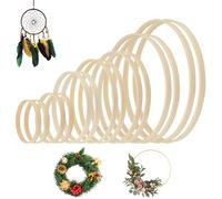 EXIN DECHEN 14 Piezas Aros de Madera Bambú para Manualidades, 7 Tamaños Anillos de Madera de Bambú, Aros Madera para Atrapasueños, Anillos Macramé Aro Manualidades para Atrapasueños, Guirnalda de Boda