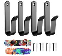EXIN DECHEN 4 Piezas Soporte Skate Pared, Negro Estante de Exhibición para Snowboard Soporte de Pared para Monopatín con Tornillo para Tablas como Monopatines, Longboards, Wakeboards