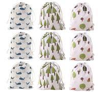 EXIN DECHEN 9Pcs Tela de Saco 20 x 25cm Saquitos de Tela,Bolsitas de Tela Pequeñas,Bolsas de Algodón Lino con Cordón,Bolsas Regalo Tela para Cosmética Joyería Regalos Bodas y Fiestas -3 Patrones