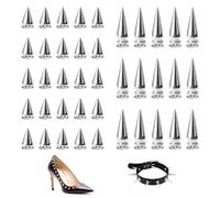EXIN DEHCEN 150 Piezas Tachuelas para Ropa De Cono 100 7X10mm Tachuelas para Cuero+50 7X20mm Remaches para Cuero, Metalizado Pinchos Punk para DIY Decorar Pulseras Cordones De Bricolaje (Plata)