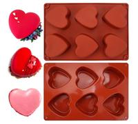 EXIN DEHCEN 2Pcs Molde Silicona Corazon 3D, Molde Corazon Reposteria Silicona, Stampo in Silicone a 6 Cavità Cuore, Molde de Mousse de Amor per Fare Sapone Fatto A Mano, Cioccolato, Candele