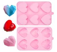 EXIN DEHCEN 2Pcs Molde Silicona Corazon 3D, Molde Corazon Reposteria Silicona, Stampo in Silicone a 6 Cavità Cuore, Molde de Mousse de Amor per Fare Sapone Fatto A Mano, Cioccolato, Candele