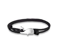 EXINOX Pulsera de Cuerda con Cierre de Ballena | Hombre Mujer | Estilo Nautico Mar Vida Marina (Negro)