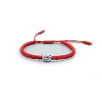 EXINOX Pulsera Tradicional Tibetana | Hombre Mujer | Ajustable | Cabeza de Buda Budista (Rojo)