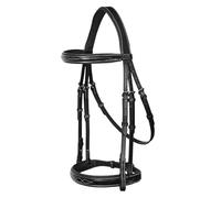 Exion - Brida de cazador de caballos con riendas forradas de goma de cuero con tope de mano, brida acolchada suave para caballos