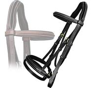 Exion - Cabezal de Piel Acolchada con riendas de Goma y Hebillas de latón, diseño de Caballo, Color Negro, Small (Pony), Negro