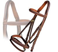 Exion - Cabezal de Piel Acolchada con riendas de Goma y Hebillas de latón, diseño de Caballo, Color Negro, Small (Pony), Oak Brown (Reddish Brown)