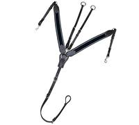 ExionPro Pechera de cuero con forma de hoja con elástico azul marino con líneas blancas | Pechera de cuero para caballos | Tack de caballo inglés