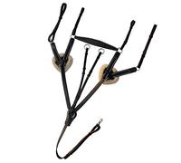 ExionPro Peto de 5 puntos y piel de oveja y relleno de piel con elástico azul marino con líneas amarillas y accesorio para correr | Peto de cuero para caballos | English Horse Tack