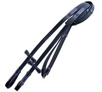 ExionPro Riendas de Tela de Caucho Forradas en Cuatro hileras con 7 topes de Mano y Hebillas SS | Riendas inglesas para Caballos | Riendas de Doma (Negro, Completo - Cuero VT (Jinete avanzado))
