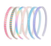 Exipsat 6 diademas de plástico con purpurina, diademas de plástico brillantes, bonitas bandas antideslizantes para el pelo, diademas de arco iris, accesorios para el pelo de colores