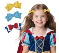 EXIPSAT 6 pinzas para el pelo de Blancanieves, 3 pares de lazos de colores, lazos de mariposa para niñas para Halloween, eventos escolares y espectáculos de teatro infantil