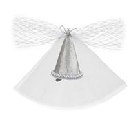 Exipsat Sombrero de cumpleaños con purpurina plateada, pasador para el pelo con velo de tul, adorno de perlas, lazo de ángel, accesorio para el cabello para fiesta de cumpleaños, bote, boda