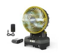 EXIT 20V ventilador de nebulización portátil EX022, ventilador a batería con 3 velocidades y 3 niveles de nebulización, perfecto para camping, picnics y playa. Incluye batería reemplazable de 2,0 Ah.