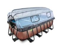 Exit - Piscina Wood efecto madera 400 x 200 x 122 cm con filtro de arena y cúpula