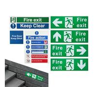 Exit Signage - Fire Escape Label | Safety Door Marker | Uv Protected Decal For Outdoor Indoor Business Home School Hospital Warehouse Safety Signage Sticker Pack For Men Women Kids Elderly