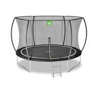 EXIT Toys Black Edition - Cama elástica redonda, diámetro 305 cm, sistema de protección para los pies, con escalera elástica, red de seguridad con cremallera, diseño moderno, inoxidable, resistente a