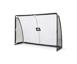 EXIT Toys Finta Portería de Fútbol de Acero - Gran Portería - con Pantalla de Entrenamiento - Incluye Sistema de Anclaje Sólido - Entrena Tus Habilidades de Fútbol - 300x200cm - Negro