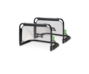 Exit Toys - Juego de 2 Puntas de fútbol Plegables de Acero Pico, Compacto, Ligero y portátil, Malla de Malla Fina, diseño Elegante Negro, entrenando Tus Habilidades de fútbol, 90 x 60 cm, Color Negro