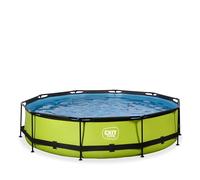 EXIT Toys Lime Pool - ø360x76cm - Piscina de Marco Redondo Grande con Bomba de Filtro de Cartucho - Fácil Acceso - Adecuada para Niños Pequeños - Marco Robusto - Diseño Único - Verde
