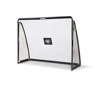 EXIT Toys Portería de fútbol de 2,1 x 1,7 m con pared de entrenamiento - Postes de portería para jardín - Marco de acero galvanizado - Sistema de anclaje - Coppa - Negro