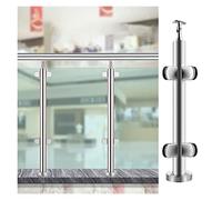 ExkaTe Poste de barandilla de Vidrio Redondo Resistente, Abrazadera de barandilla de Vidrio para balcón de Escalera Interior con Accesorios para Escalera/jardín/Patio (Color: Gris, tamaño: 85 cm/33